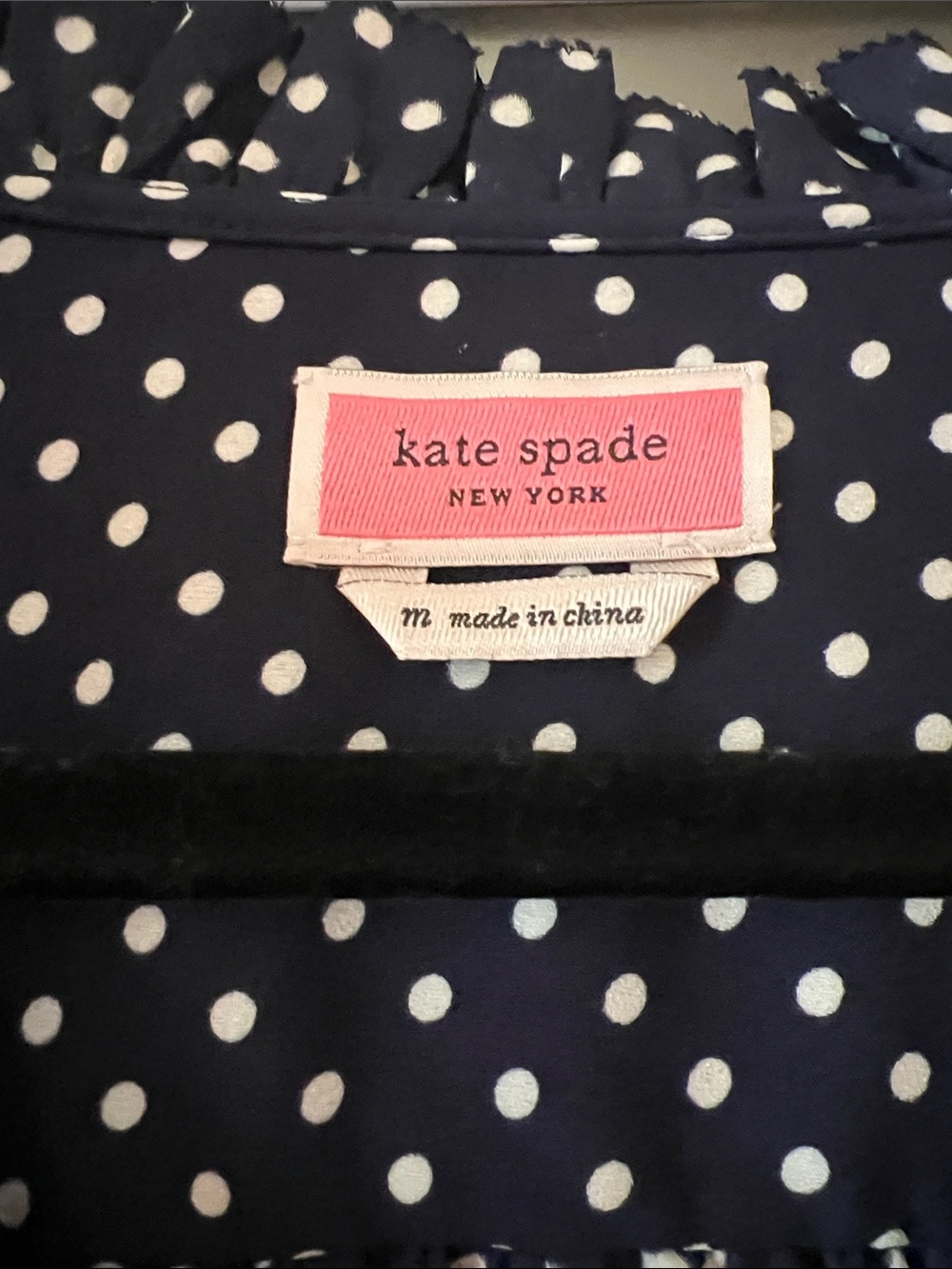 Kate Spade Navy White Polka Dot Blouse Medium - Picture 3 of 8